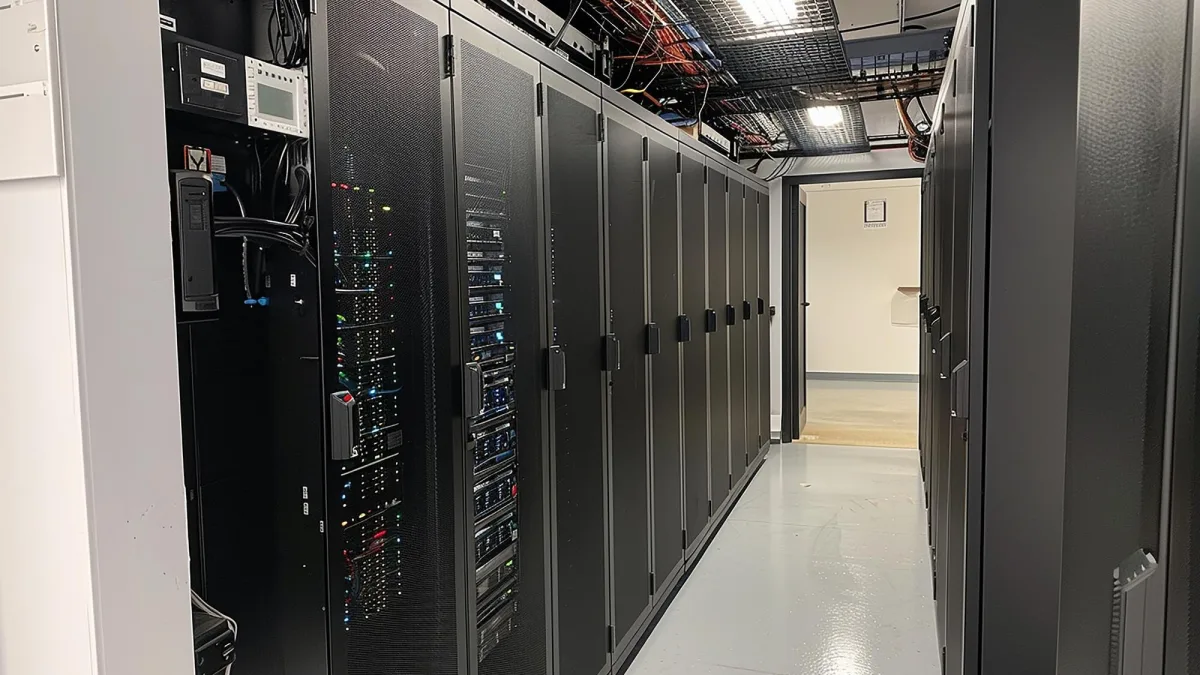 Equipamentos de servidores em rack dentro de um data center moderno e seguro